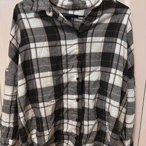 French Connection Black and White Plaid Shirt